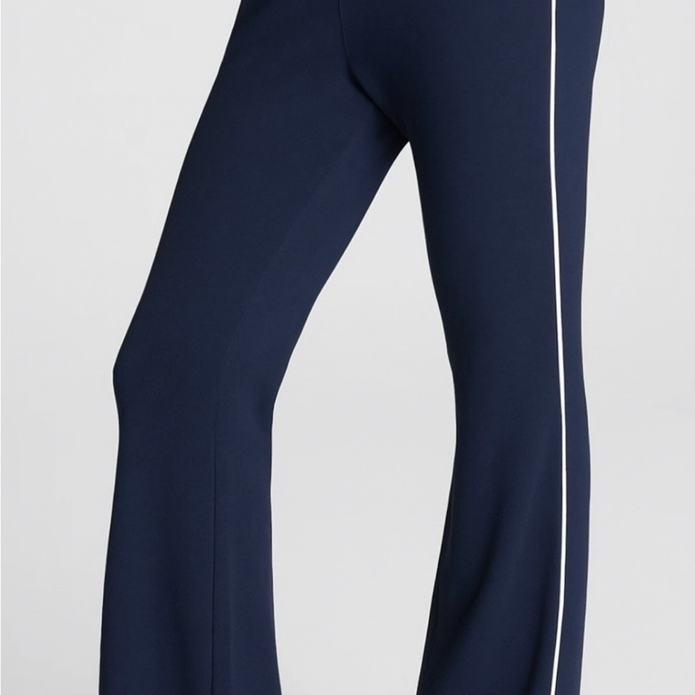 SPANX Navy Blue Flare Pants with White Stripe